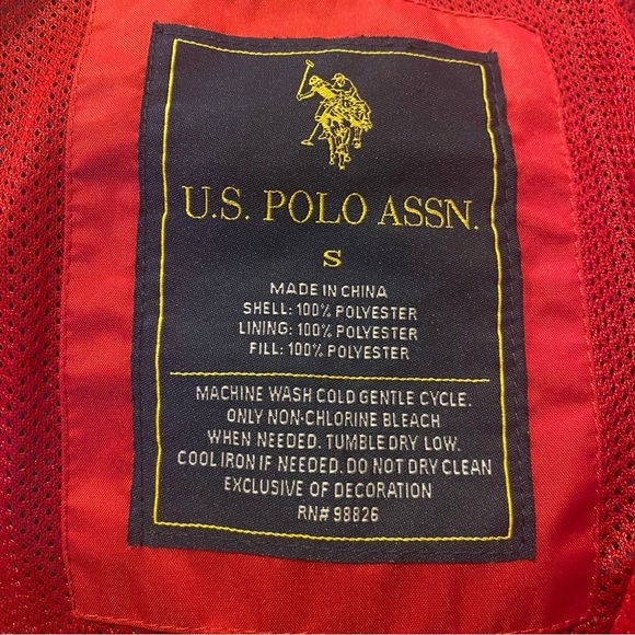 Vintage U.S. POLO ASSN. Navy Red Embroidery Zip Windbreaker Hoodie Jacket-Small - Picture 7 of 8